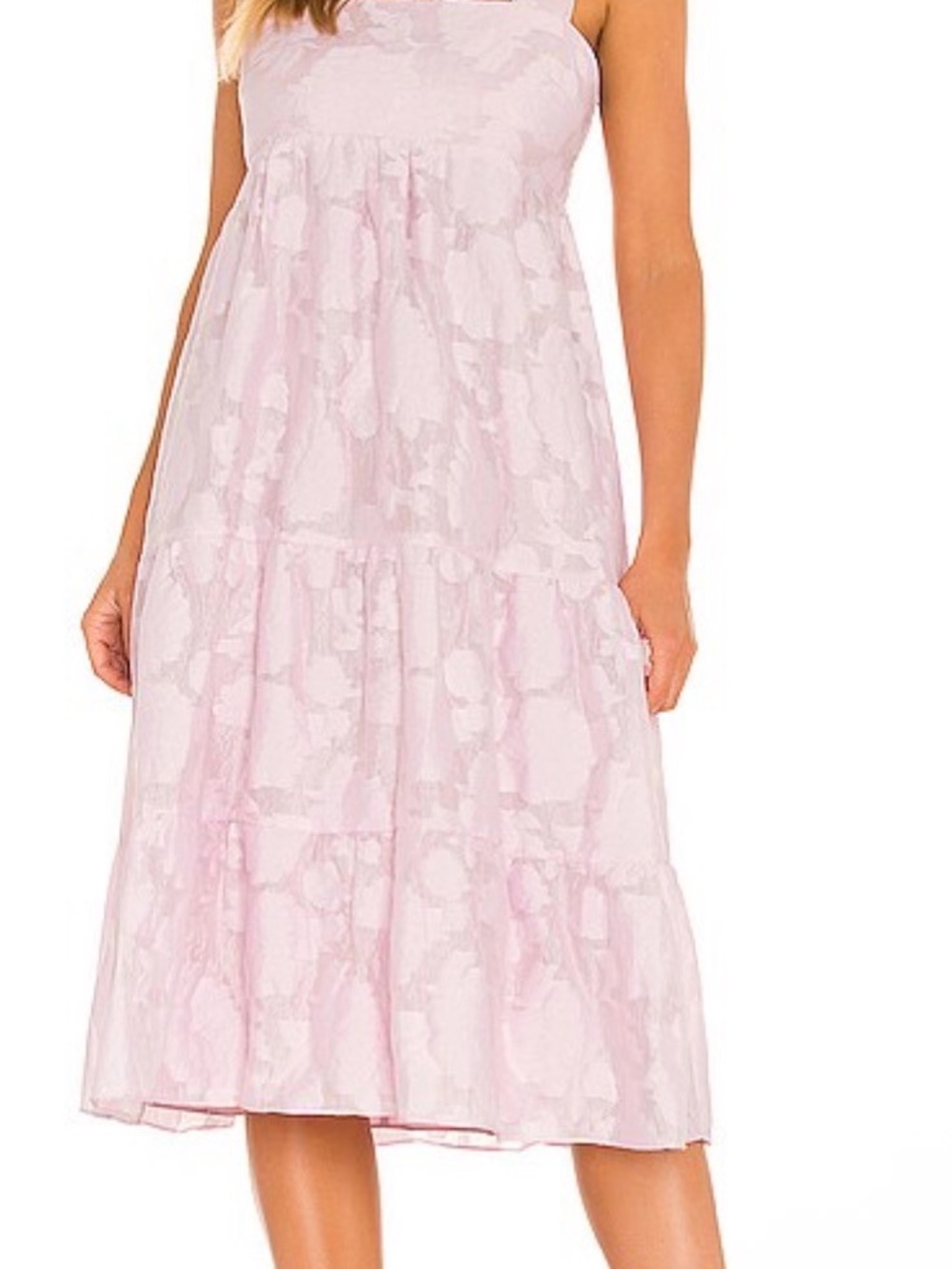 Amanda Uprichard Pale Pink Tiered Midi Dress